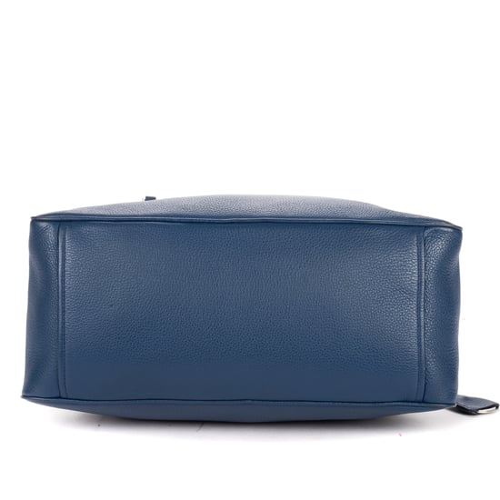 Prada Front Zip Pocket Bowling Tote  en  Blue Cuero de ternero - Image 6