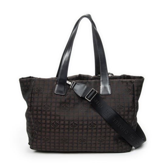 Chanel 2-Way New Travel Line Tote en marrón oscuro Lienzo - Image 5