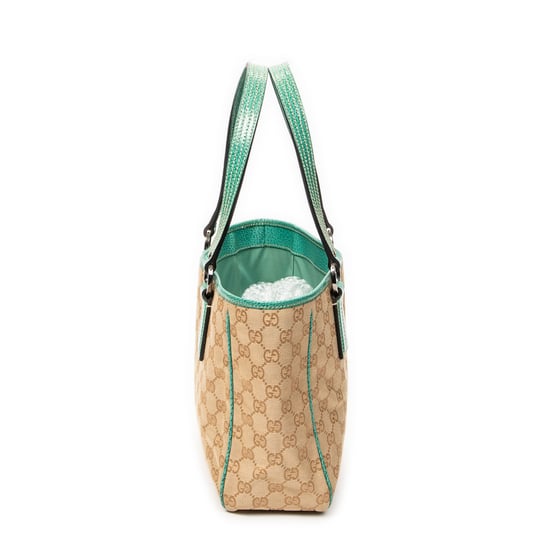 Gucci Small Shoulder Tote en Teal Lienzo - Image 3