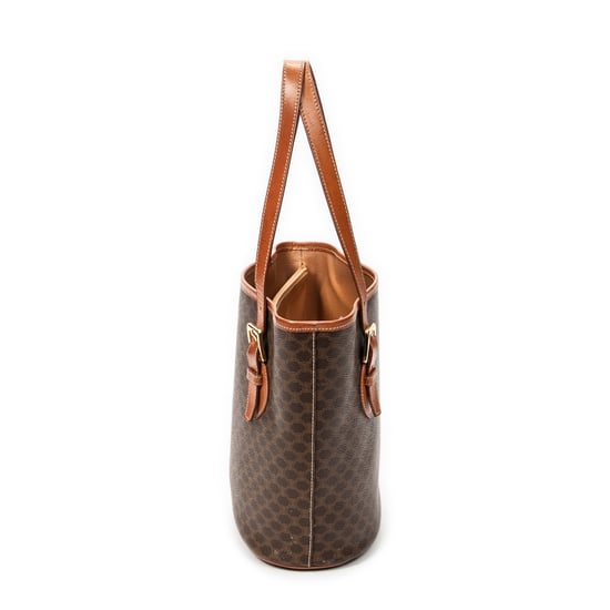 Celine Vintage Bucket Tote en marrón Lienzo recubierto - Image 3