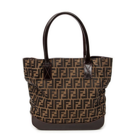 Fendi Large Open Tote en marrón Lienzo - Image 5