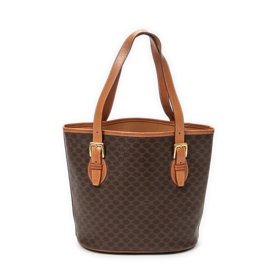 Celine Vintage Bucket Tote en marrón Lienzo recubierto - Image 1