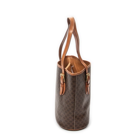 Celine Vintage Bucket Tote en marrón Lienzo recubierto - Image 3