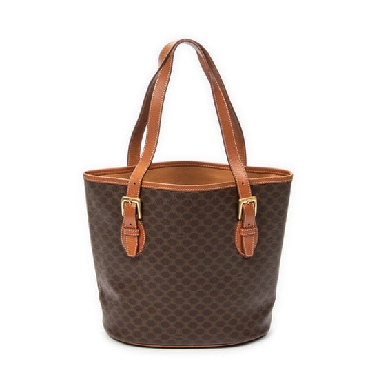 Celine Vintage Bucket Tote en marrón Lienzo recubierto - Image 5