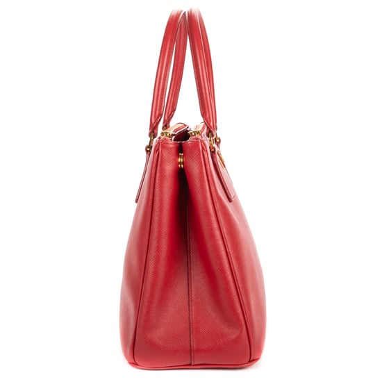 Prada Large Galleria Double Zip Tote Large en rojo Cuero de ternero - Image 4