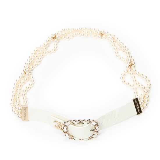 Chanel CC Leather and Chain Pearl Belt 75 en blanco Cuero de ternero - Image 1