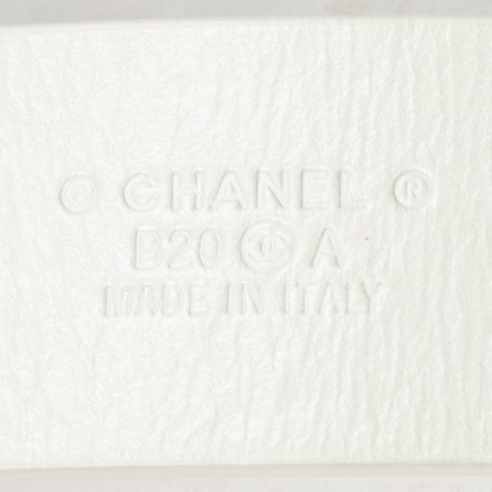 Chanel CC Leather and Chain Pearl Belt 75 en blanco Cuero de ternero - Image 5