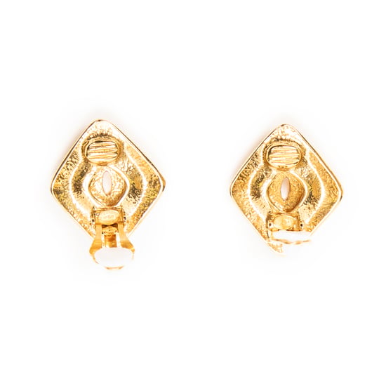 Chanel CC Diamond Clip On Earrings en oro Acero inoxidable sin níquel - Image 3
