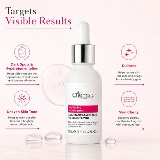 skinChemists Sérum facial iluminador con ácido tranexámico al 2,5 % y niacinamida al 4 % (30 ml) - Image 5