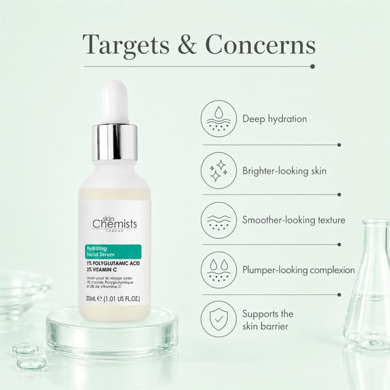skinChemists Sérum facial hidratante con ácido poliglutámico al 1% y vitamina C al 3%, 30 ml. - Image 5