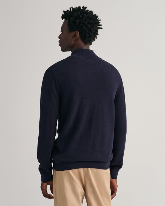 GANT Mens Cotton Pique Full Zip Jumper - Image 2