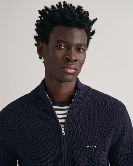 GANT Mens Cotton Pique Full Zip Jumper - Image 4