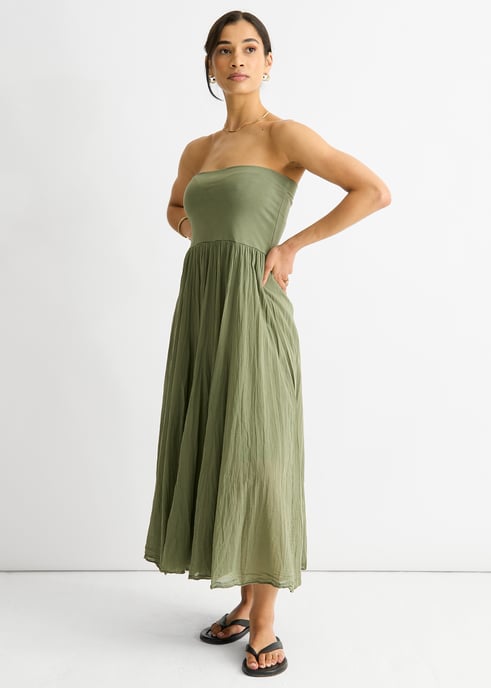 Vestido tipo falda skater con cinturilla versátil de Green Cotton - Image 3