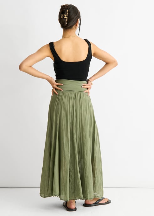 Vestido tipo falda skater con cinturilla versátil de Green Cotton - Image 4