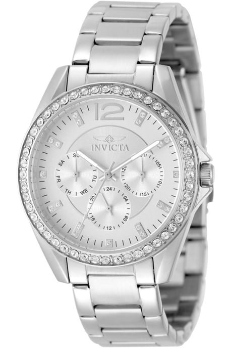 Invicta Angel 50108 Reloj de Mujer - Movimiento de Cuarzo - Acero Inoxidable con Esfera Plateada - 38 mm - Image 1