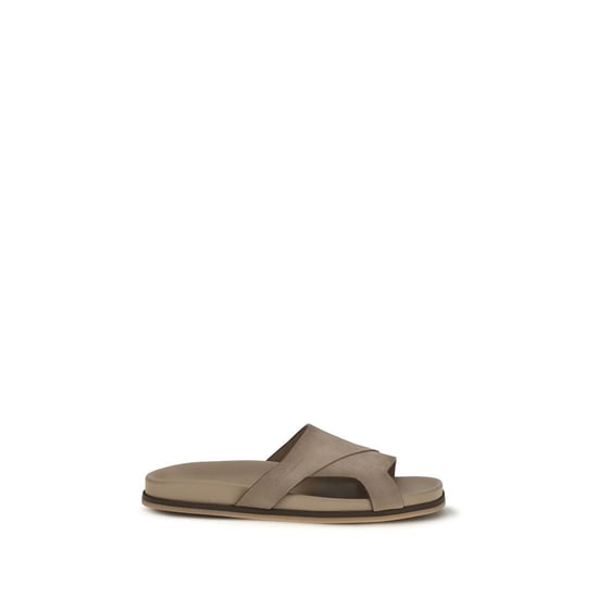 Sandalias Planas de Cuero de Ternera Beige Bos Taurus de Santoni - Image 1