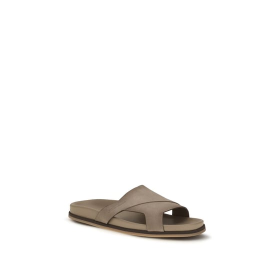 Sandalias Planas de Cuero de Ternera Beige Bos Taurus de Santoni - Image 2