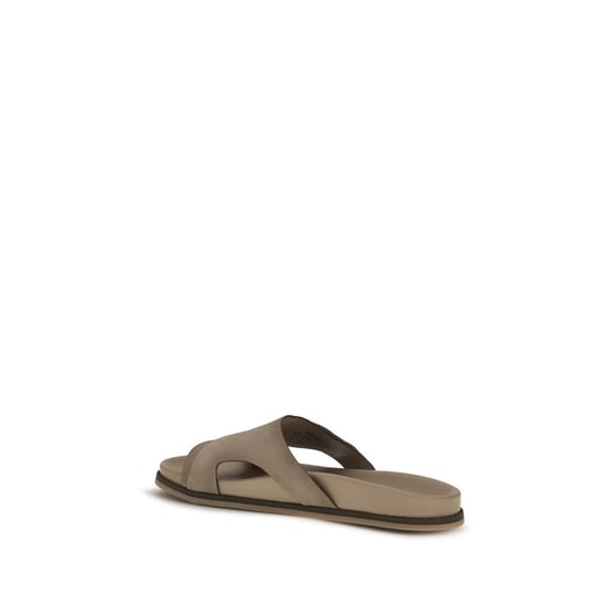 Sandalias Planas de Cuero de Ternera Beige Bos Taurus de Santoni - Image 3