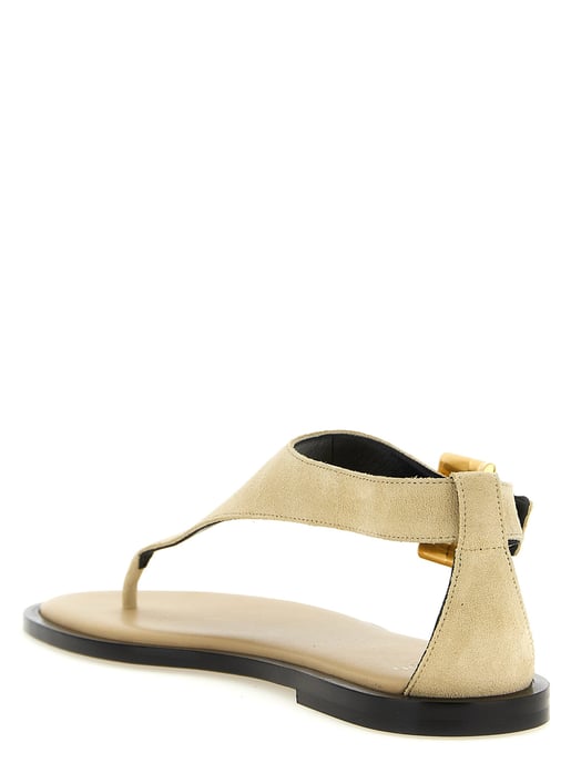 Sandalias Planas de Piel de Ternera Beiges Balmain - Image 3