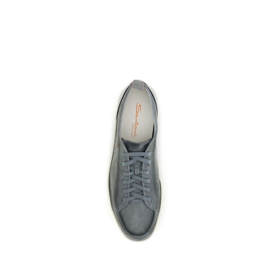 Zapatillas bajas Santoni de piel de ternera gris Bos Taurus - Image 4