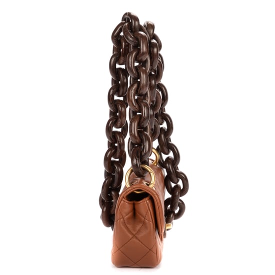 Chanel 2023 Mini Wenge Wood Flap Bag Mini en Brown Cuero de ternero - Image 4