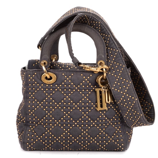Dior Medium Studded Lady Dior Flap Medium en gris Lienzo - Image 1