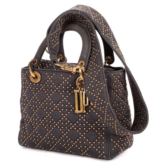 Dior Medium Studded Lady Dior Flap Medium en gris Lienzo - Image 2