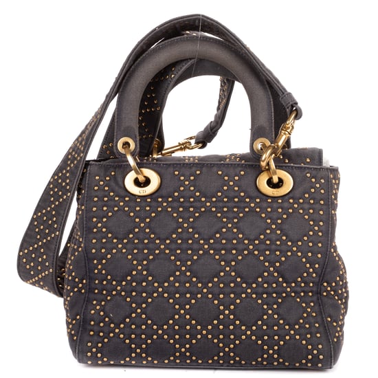 Dior Medium Studded Lady Dior Flap Medium en gris Lienzo - Image 5