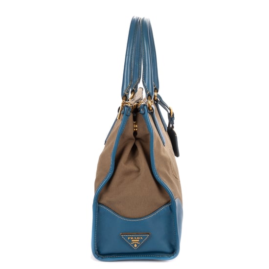 Prada Saffiano Trimmed Tote Medium en  beige Lienzo - Image 4
