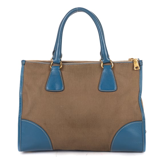 Prada Saffiano Trimmed Tote Medium en  beige Lienzo - Image 5