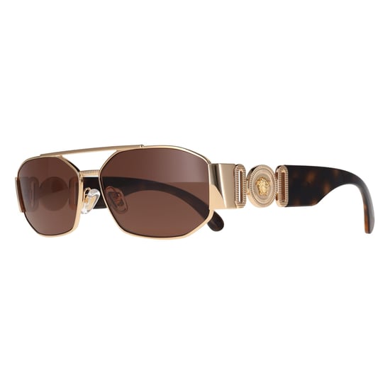Gafas de sol Versace VE2287 100273 doradas y marrón oscuro - Image 2