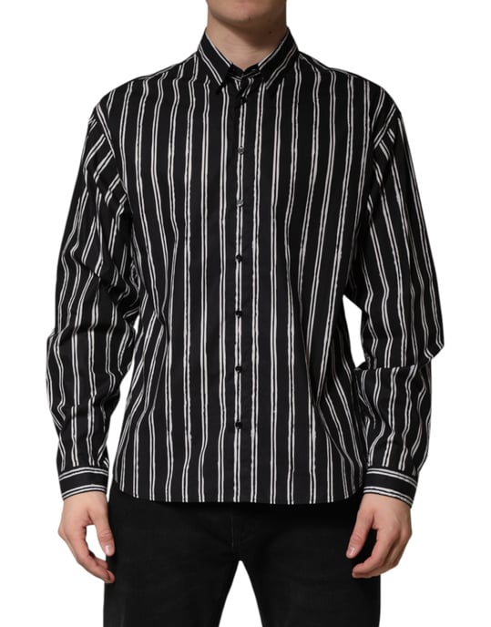 Camisa de vestir formal para hombre de algodón con rayas negras Dolce & Gabbana - Image 2