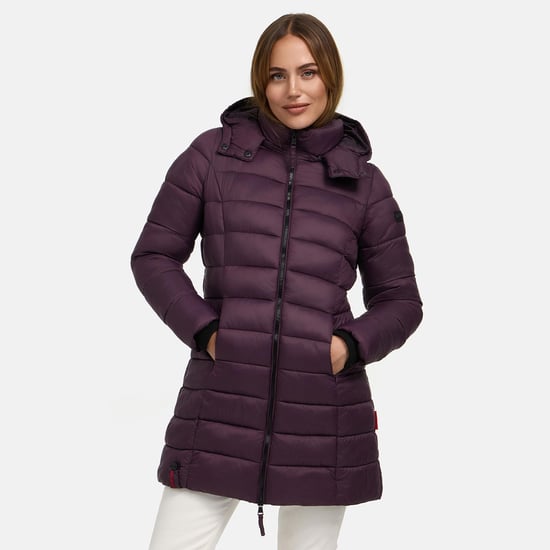 Chaqueta acolchada larga de invierno para mujer Marikoo Abendsternchen con capucha - Image 6
