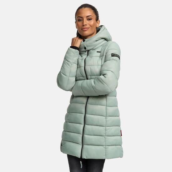 Chaqueta acolchada larga de invierno para mujer Marikoo Abendsternchen con capucha - Image 6