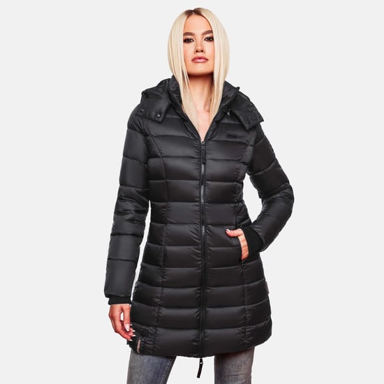 Chaqueta acolchada larga de invierno para mujer Marikoo Abendsternchen con capucha - Image 5