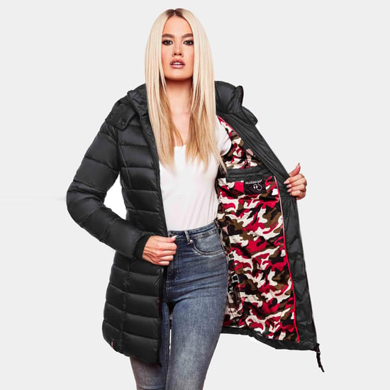 Chaqueta acolchada larga de invierno para mujer Marikoo Abendsternchen con capucha - Image 6
