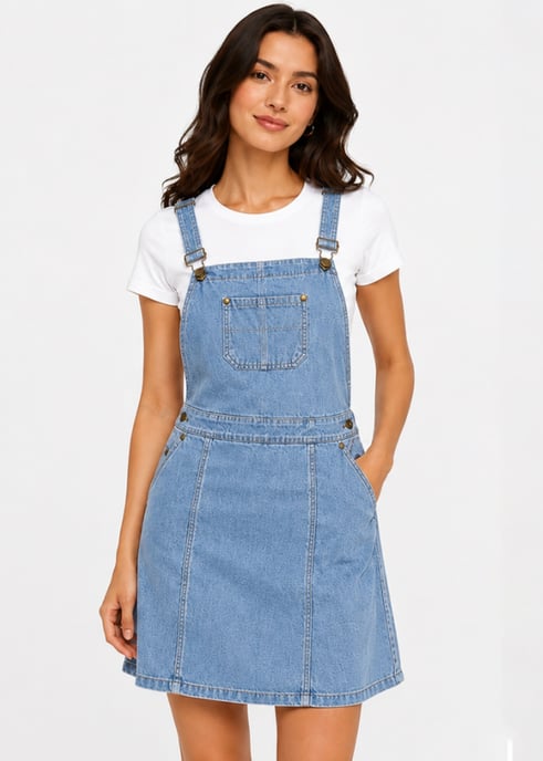 Vestido tipo peto de vaquero claro - Image 1