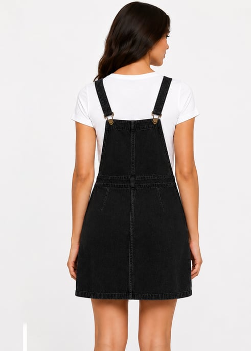 Vestido tipo peto de suede sintético negro - Image 2