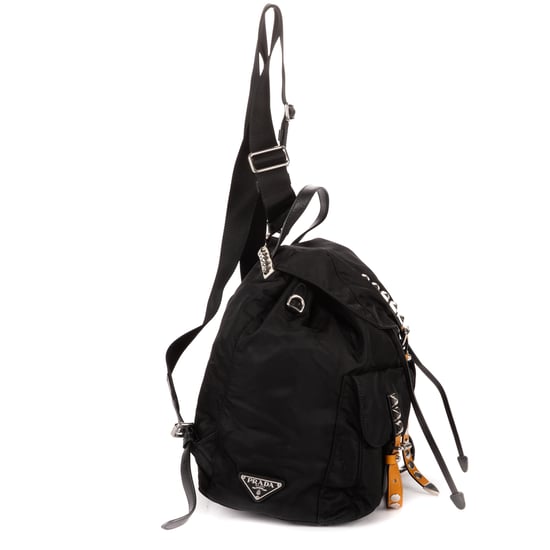 Prada Double Pockets Studded Backpack en negro Lienzo - Image 4