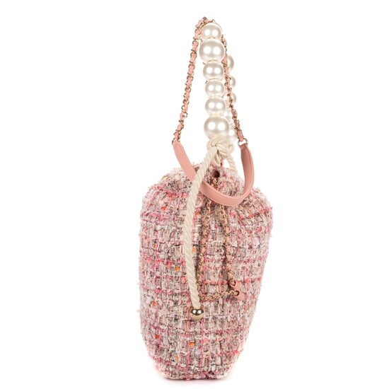 Chanel Ltd. Ed. Tweed Mini Pearl Bucket  en  rosa Lienzo - Image 3