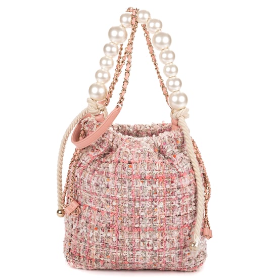 Chanel Ltd. Ed. Tweed Mini Pearl Bucket  en  rosa Lienzo - Image 5