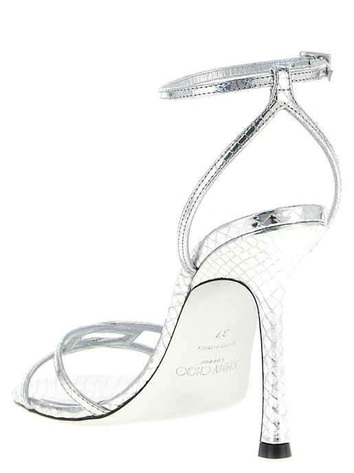 Sandalias de Tacón Alto de Cuero Plateado Jimmy Choo - Image 3