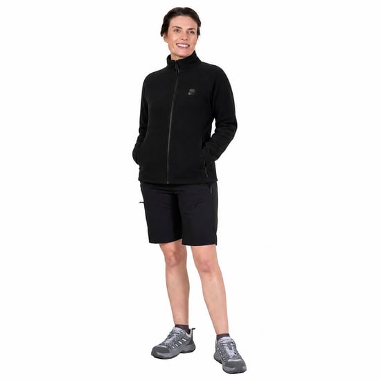 Chaqueta de forro polar liviana para mujer con bolsillos con cremallera y cuello cálido ajustado - Image 4