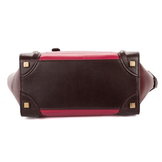 Celine Micro Tricolor Luggage en Borgoña Cuero de ternero - Image 6