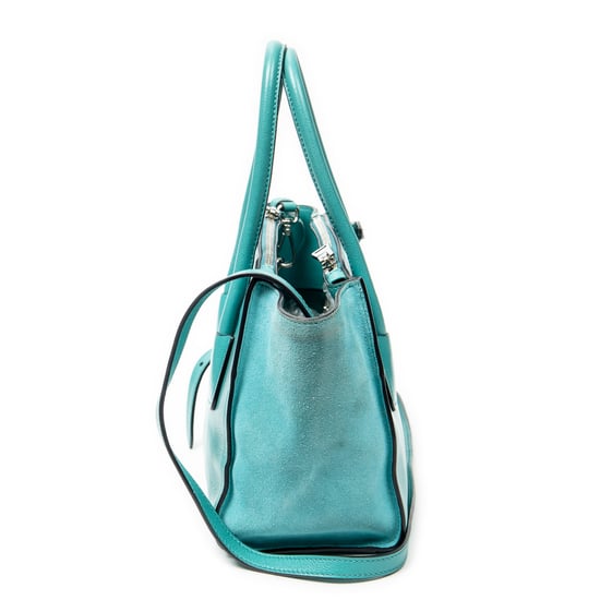 Prada Small Twin Pocket Double Handle Tote en Blue Cuero de ternero - Image 3