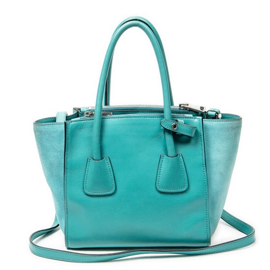 Prada Small Twin Pocket Double Handle Tote en Blue Cuero de ternero - Image 5