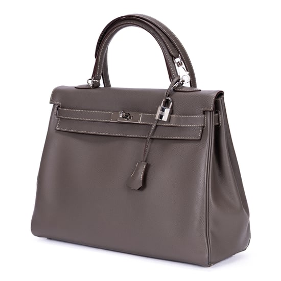 Hermès Kelly 35 Retourne 35 en  gris Cuero de ternero - Image 2