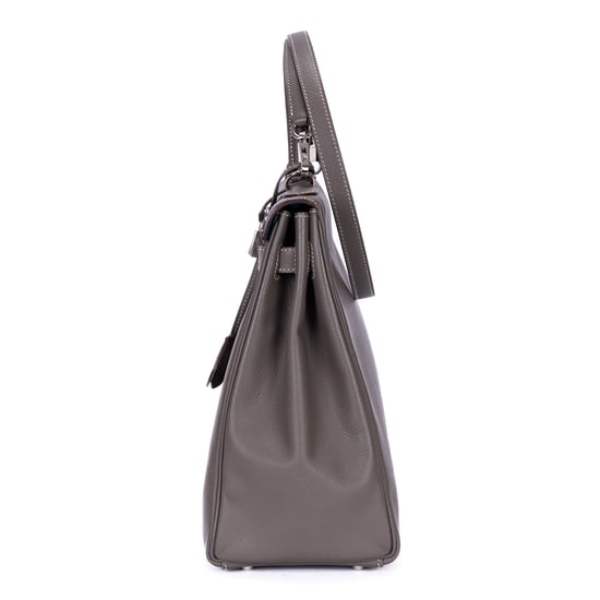 Hermès Kelly 35 Retourne 35 en  gris Cuero de ternero - Image 3
