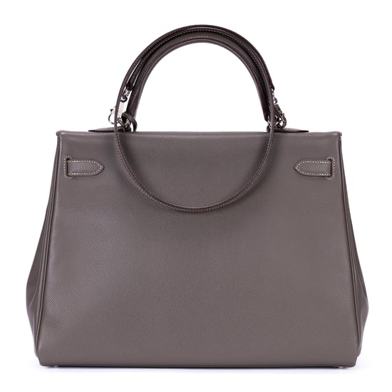 Hermès Kelly 35 Retourne 35 en  gris Cuero de ternero - Image 5