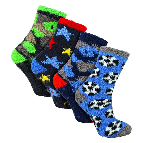 Paquete de 4 Calcetines de Pantuflas para Niños, Cálidos, Acogedores, Antideslizantes, Suaves y Cómodos - Image 4